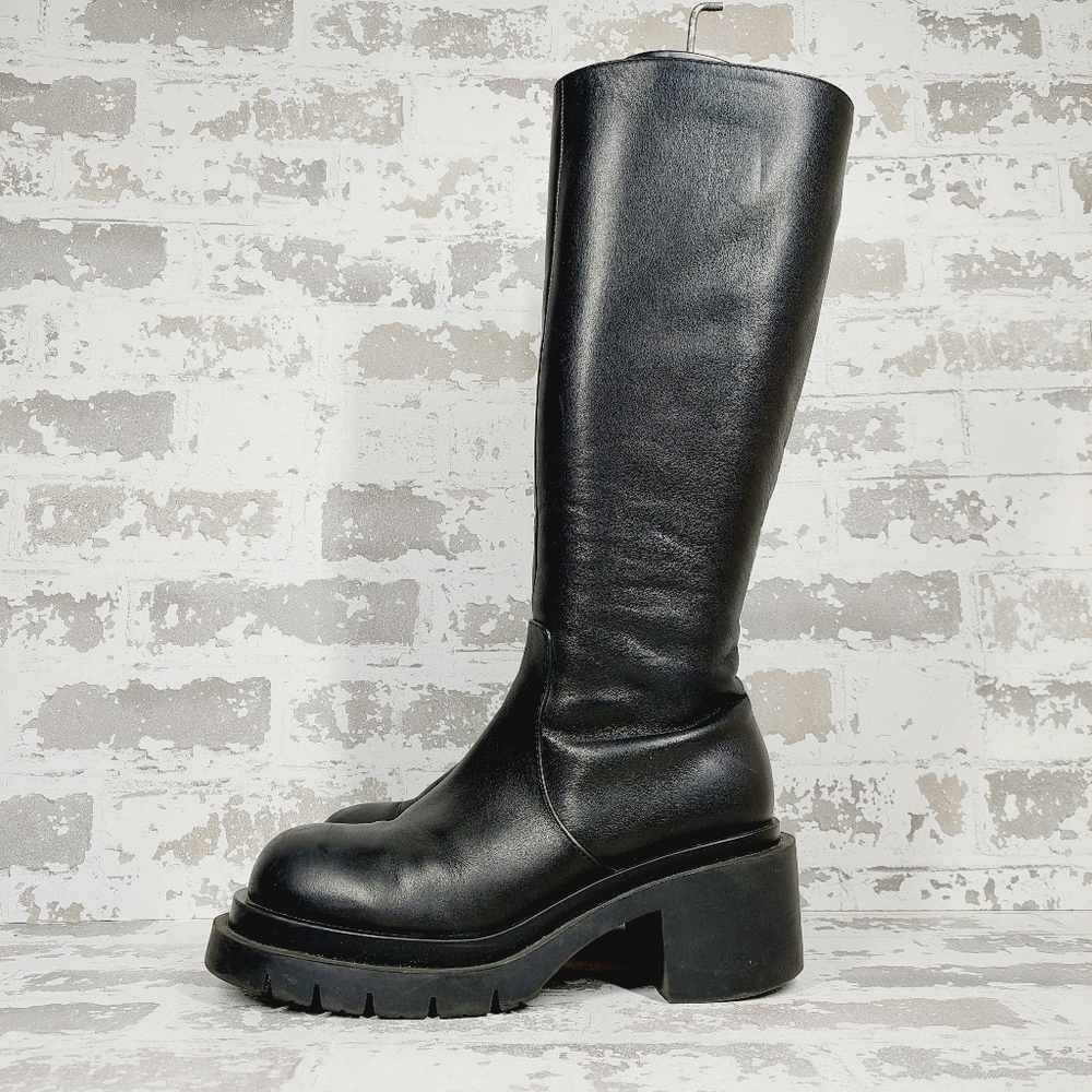 Jeffrey Campbell Black Chunky Heel Knee  High Boots